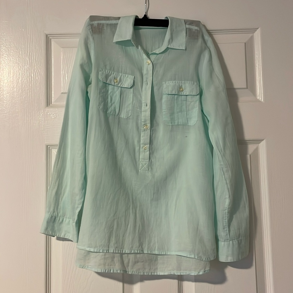 Old Navy Turquoise Cotton Collared Shirt